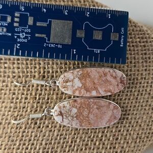 Crazy Lace Agate Peachy Pink Earrings NWOT